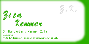 zita kemmer business card